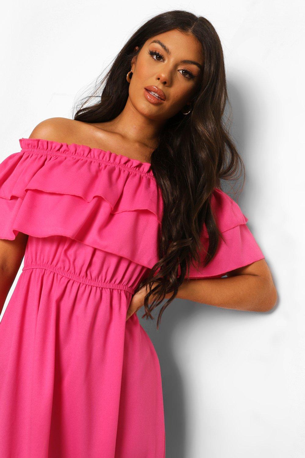 Pink off the store shoulder dress